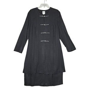 R & M Richards By Karen Kwong Black Dress Midi Lagenlook Asian Minimalist 18